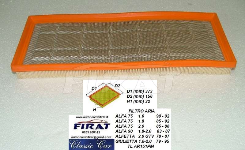FILTRO ARIA ALFA 75 - 90 -ALFETTA GT - GIULIETTA (AR151PM)